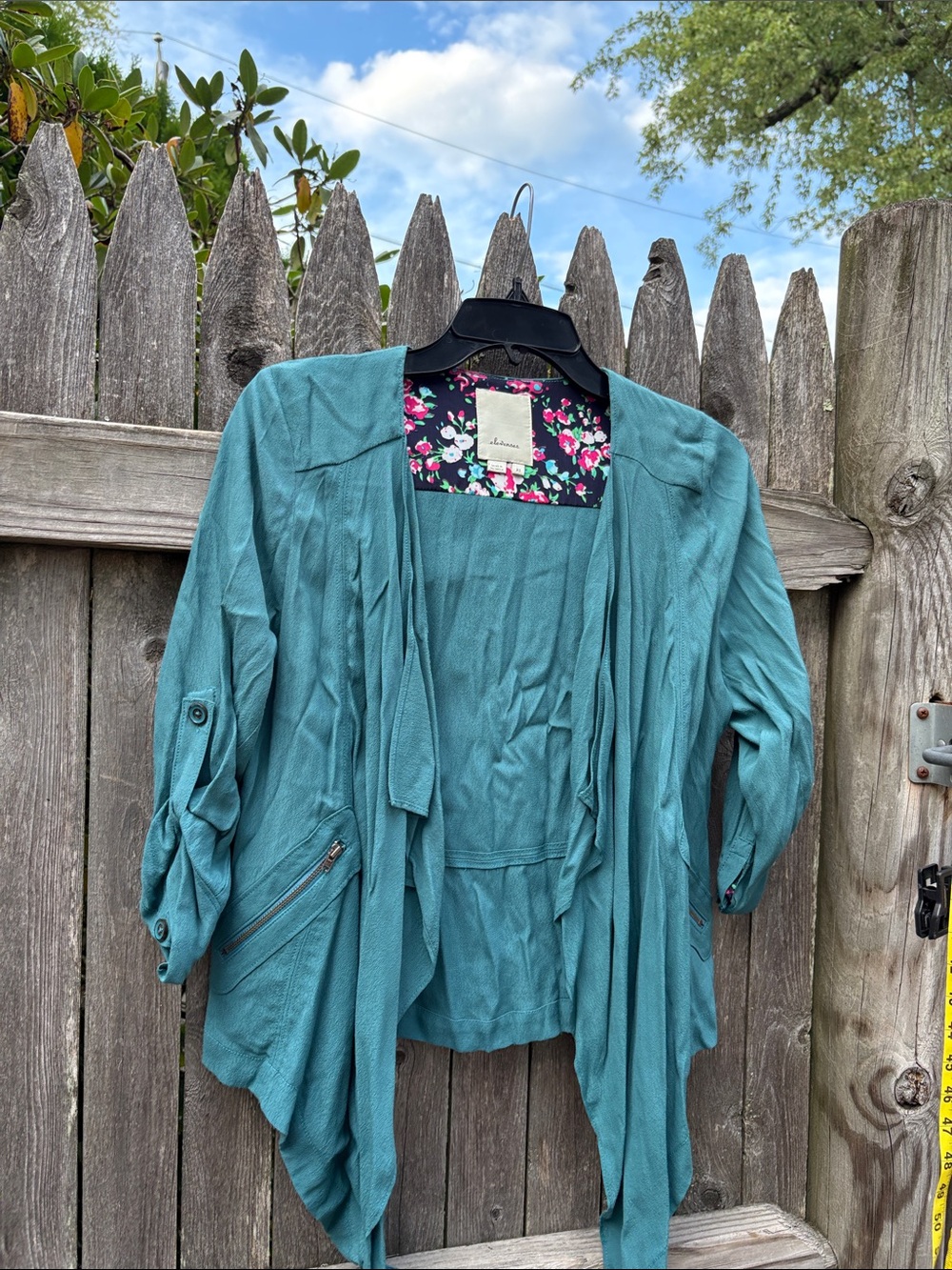 Elevenses XS teal shrug sweater.